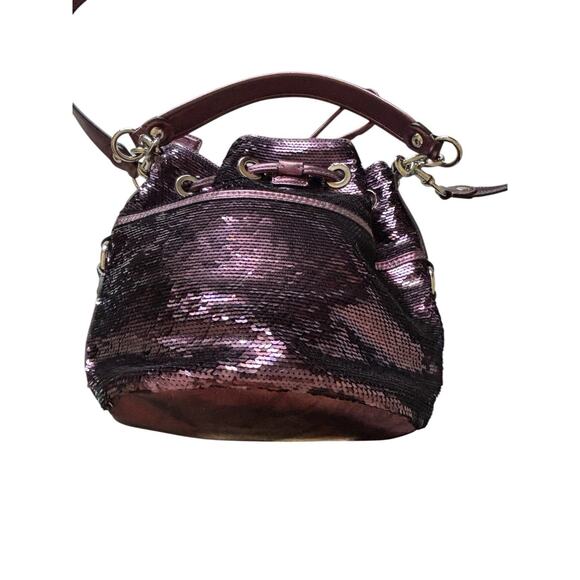 Coach Poppy Special Edition Sequins Amethyst Cinch Drawstring Bucket 17906 NWT - Picture 5 of 14